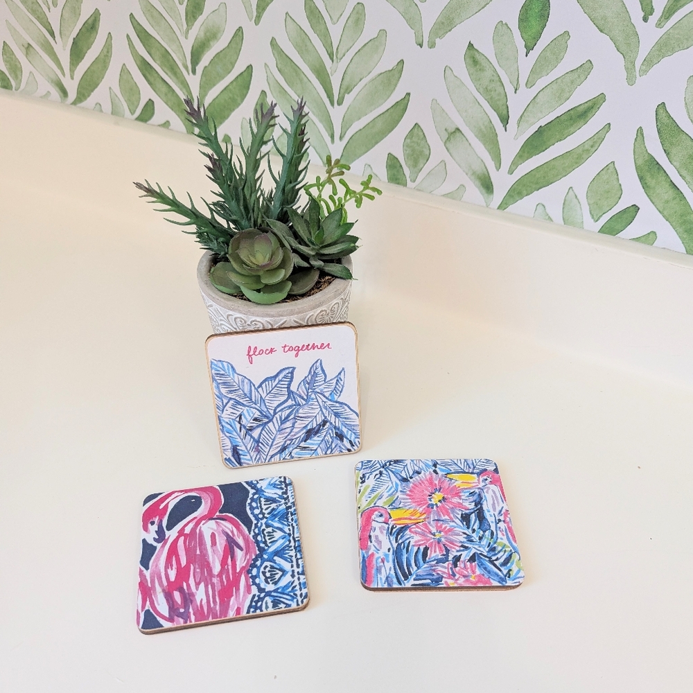 Set Of 3 Lilly Pulitzer Coasters Handmade